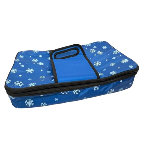 Collections Etc Blue Snowflake Expandable Insulated Food Carrier - Picture 2 of 10